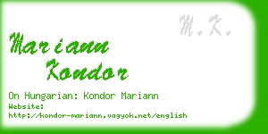 mariann kondor business card